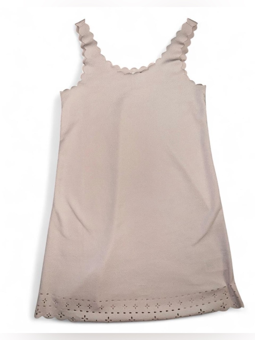 Scalloped Neckline Sleeveless Dress in Light Blush Pink